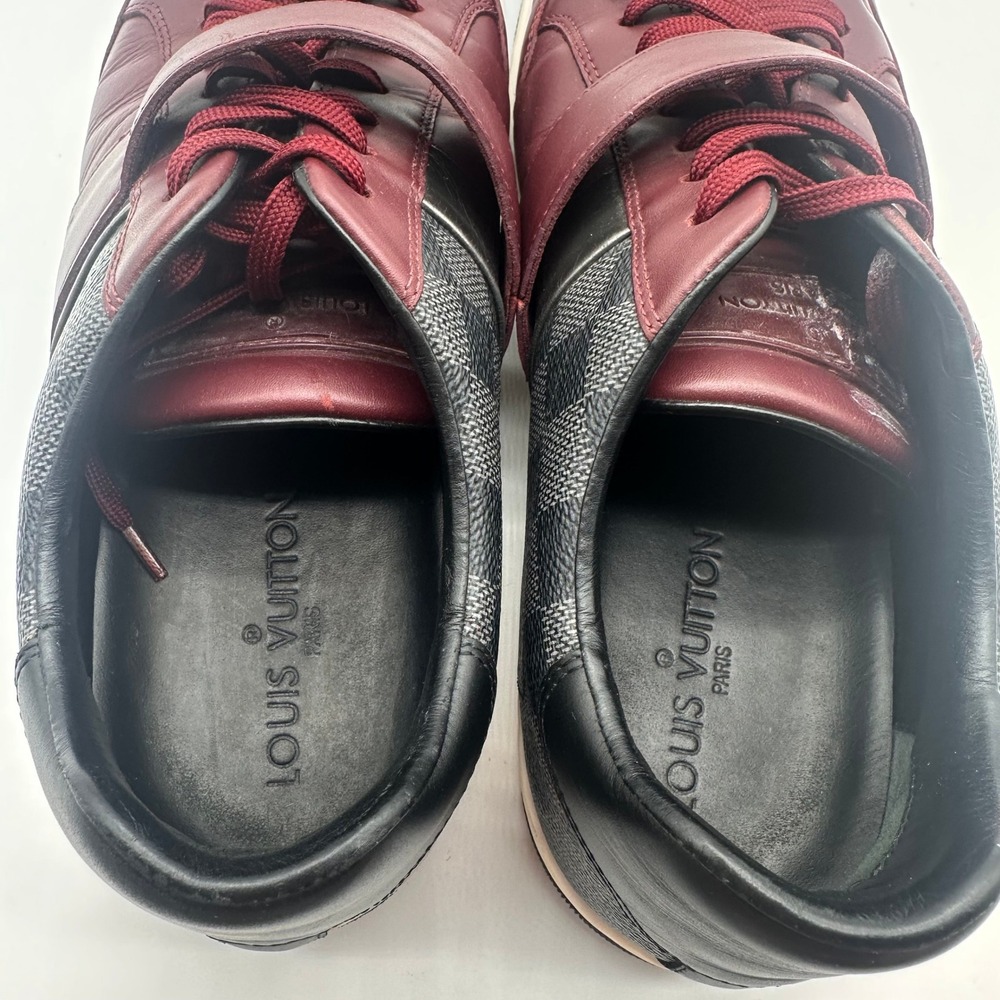 Louis Vuitton Damier Graphite Burgundy Leather Strap Sneakers Mens Low Top 9.5 - Picture 6 of 16